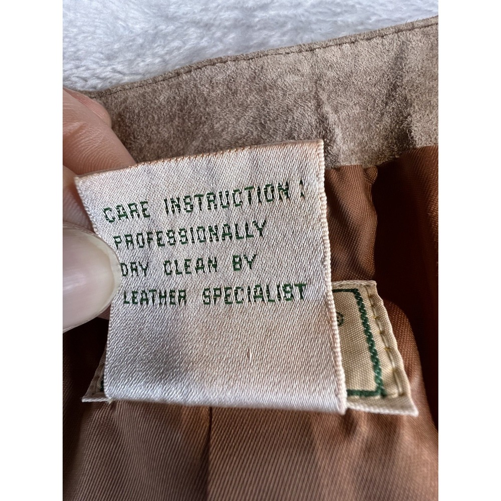 VINTAGE 80's 90s LL Bean Vest Womens M  Brown Suede Waistcoat Old Money Leather - Picture 5 of 6